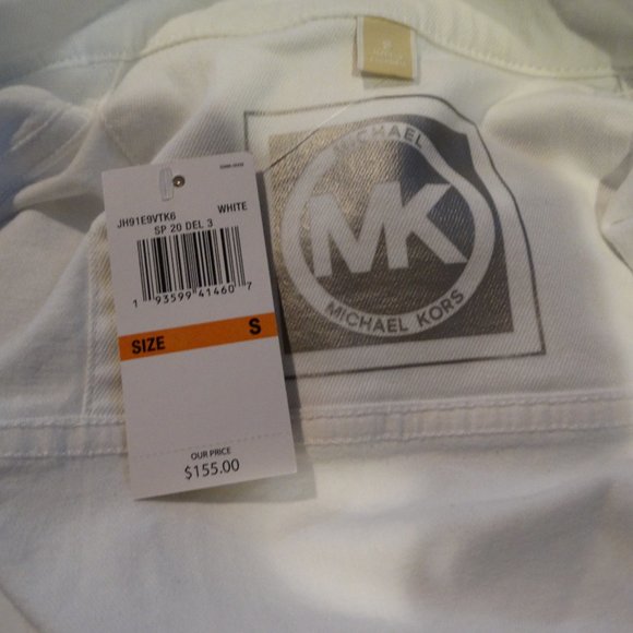 Michael Kors MK Logo White Denim Boyfriend S-L New - Picture 3 of 3